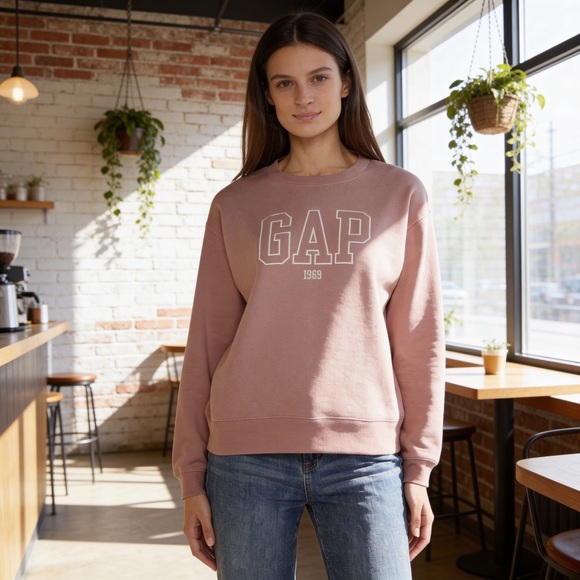 GAP Sweaters - GAP Logo Crewneck Sweatshirt in Dusty Rose